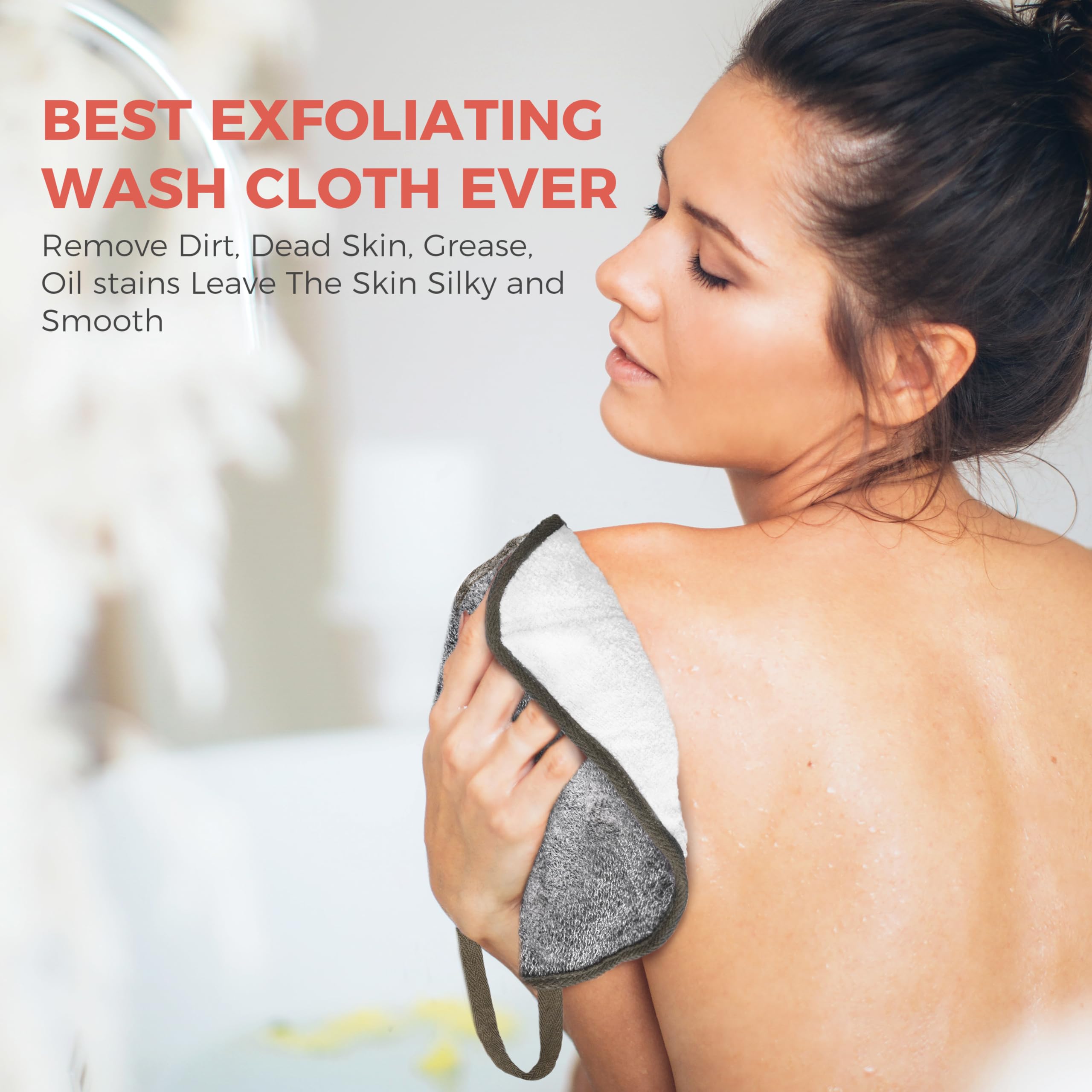 ZOMCHI toalla exfoliante, lado suave para piel sensible.