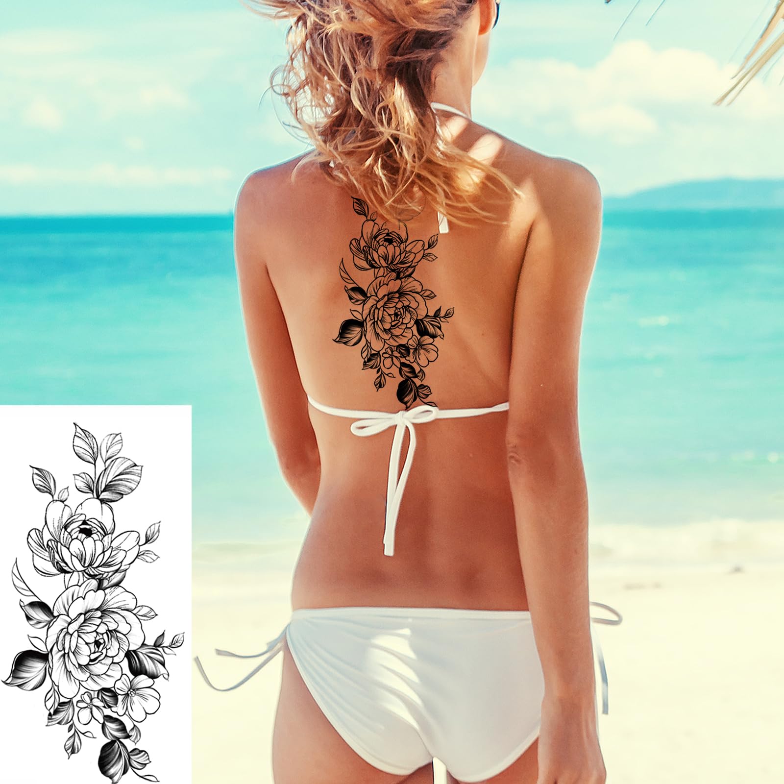 Tatuajes temporales Zomme flores vintage 3D: estilo clásico para eventos