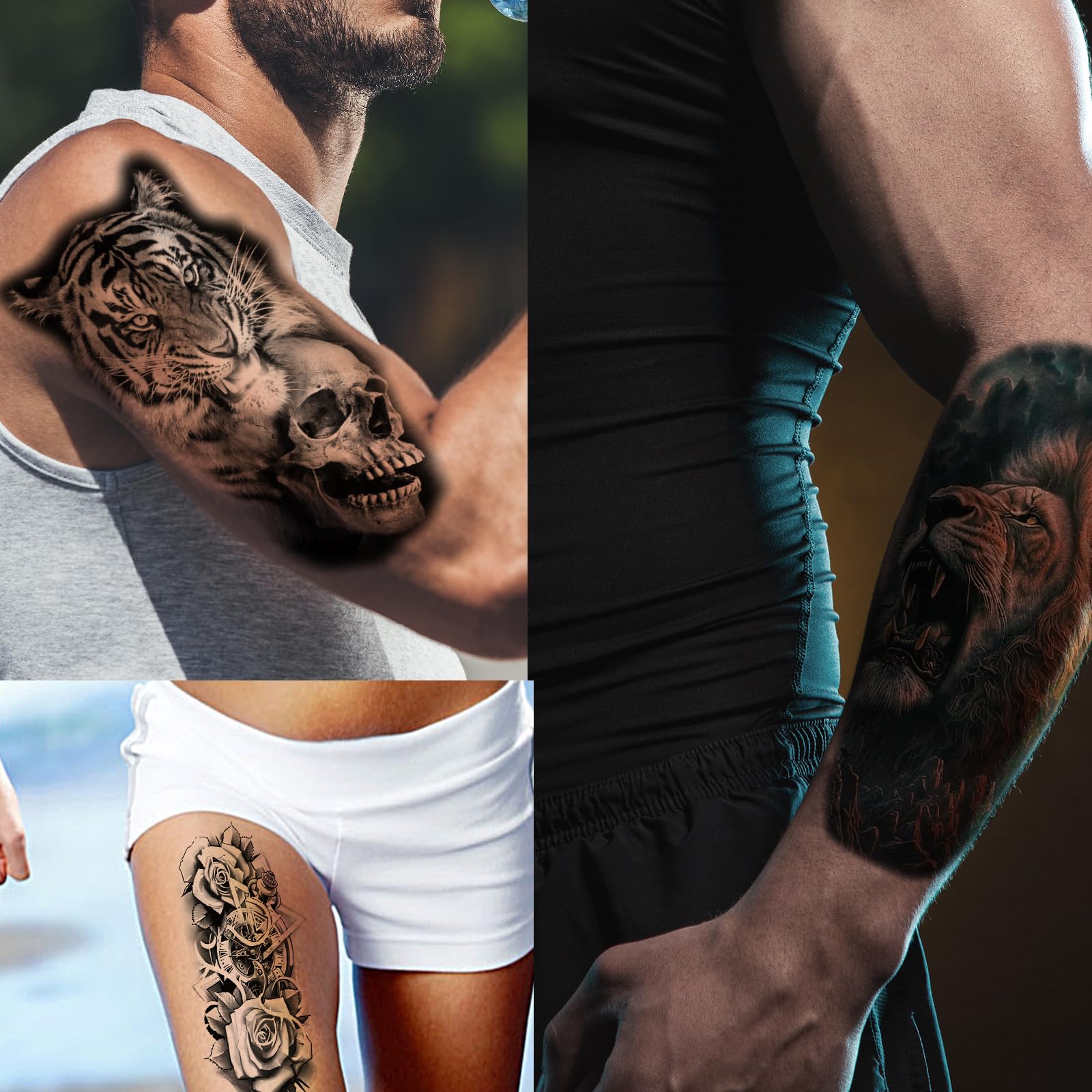 Zomme tatuajes temporales rosas y flechas, toque femenino y moderno