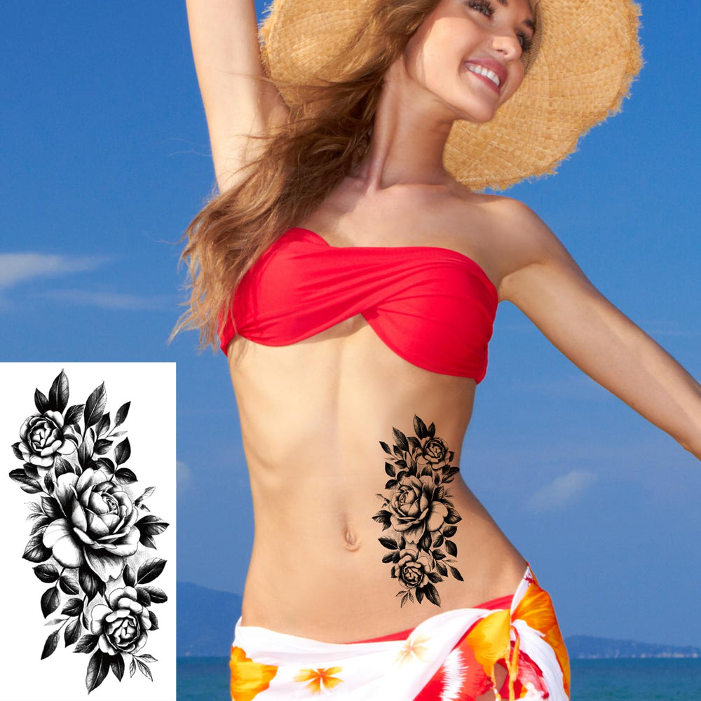 Tatuajes temporales Zomme rosas grandes 3D: duraderos y vibrantes para eventos
