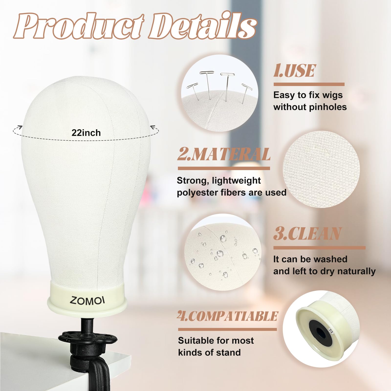 ZOMOI wig caps included for clean, secure wig mounting