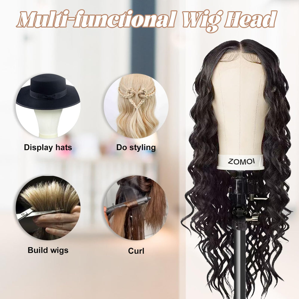 ZOMOI adjustable tripod wig head stand for versatile styling heights