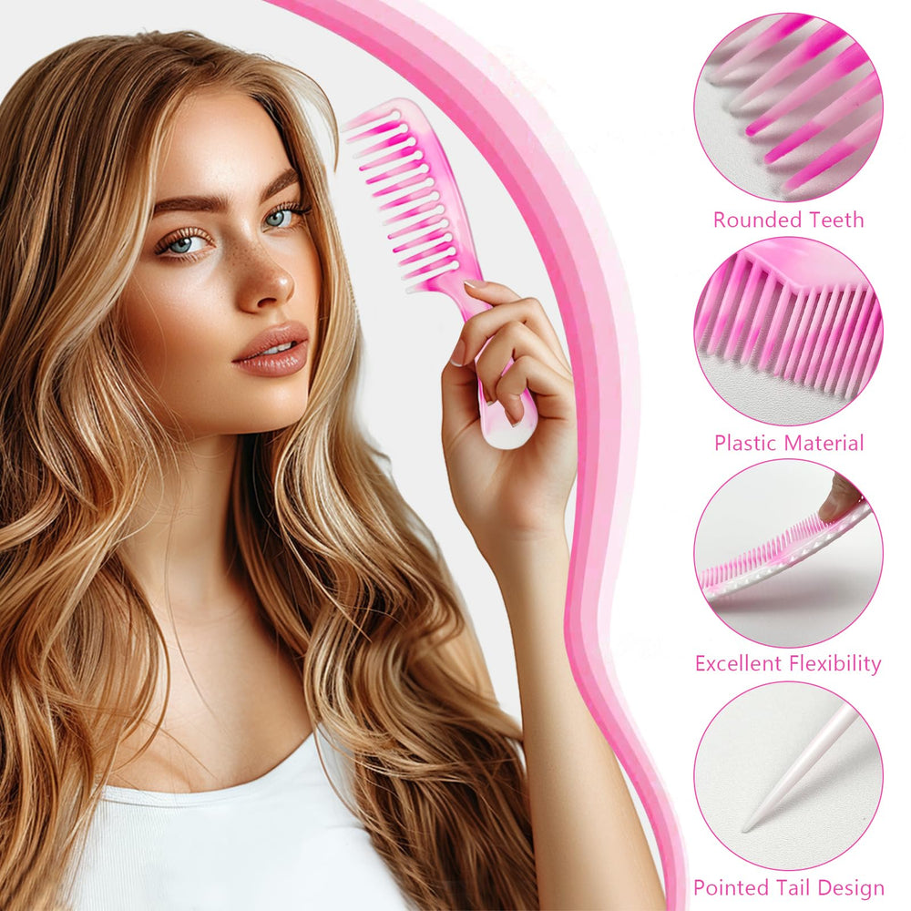 Zoolinn 4-piece comb set pink portable for travel grooming.