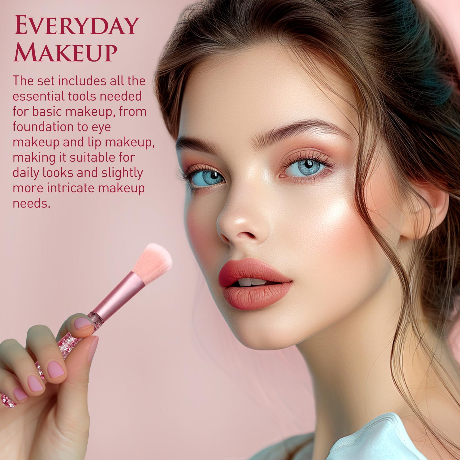 Zoolinn blush and powder brush with sparkling handle for quick blends