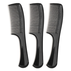 Zoolinn wide-tooth comb set in black with close-up teeth for gentle detangling across hair types.