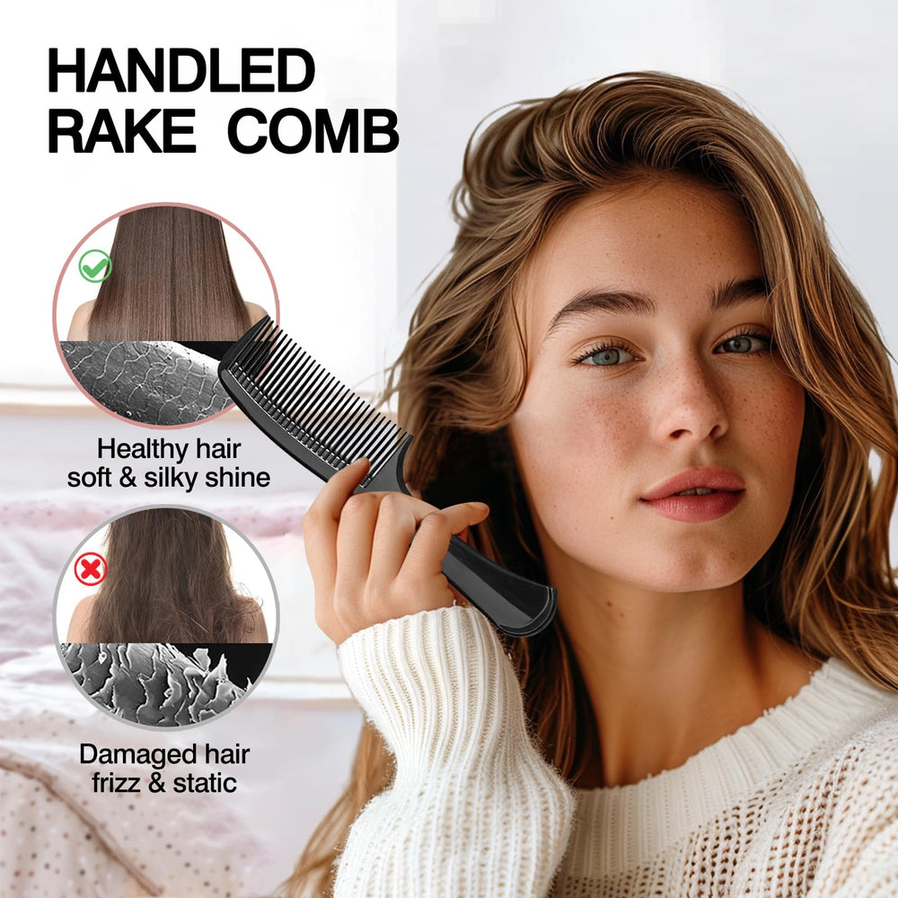 Zoolinn anti-static black detangling comb with deep teeth facilitates smooth glide through thick hair.