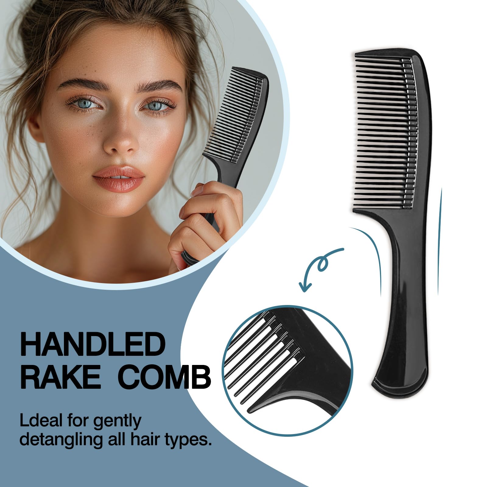 Zoolinn ergonomic grip wide-tooth comb in black supports comfortable styling sessions for everyday use.