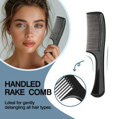 Zoolinn ergonomic grip wide-tooth comb in black supports comfortable styling sessions for everyday use.