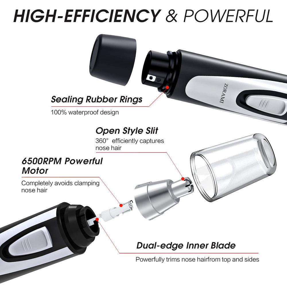 ZORAMI battery-operated trimmer powered by a single AA battery.