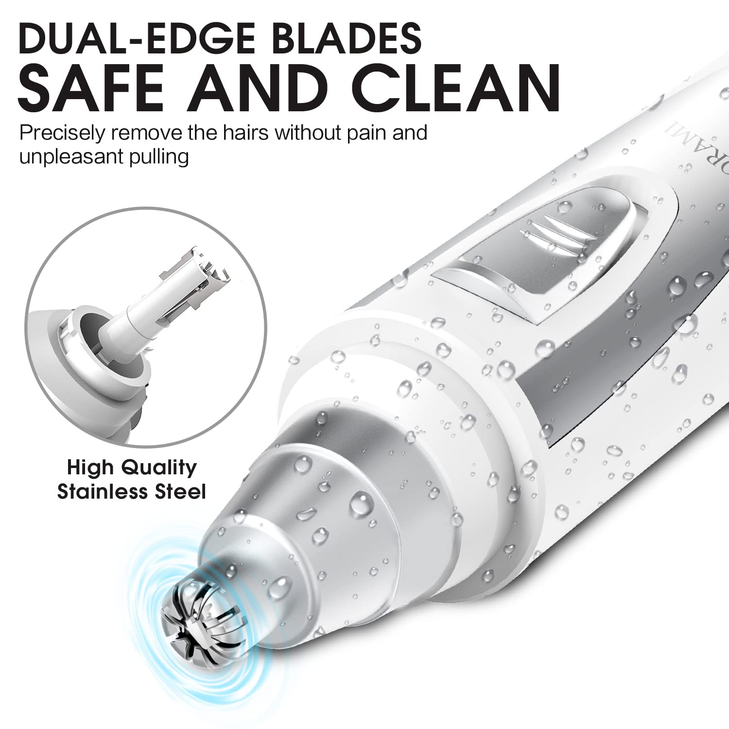 ZORAMI dual-edge blades close-up emphasizing smooth trimming.