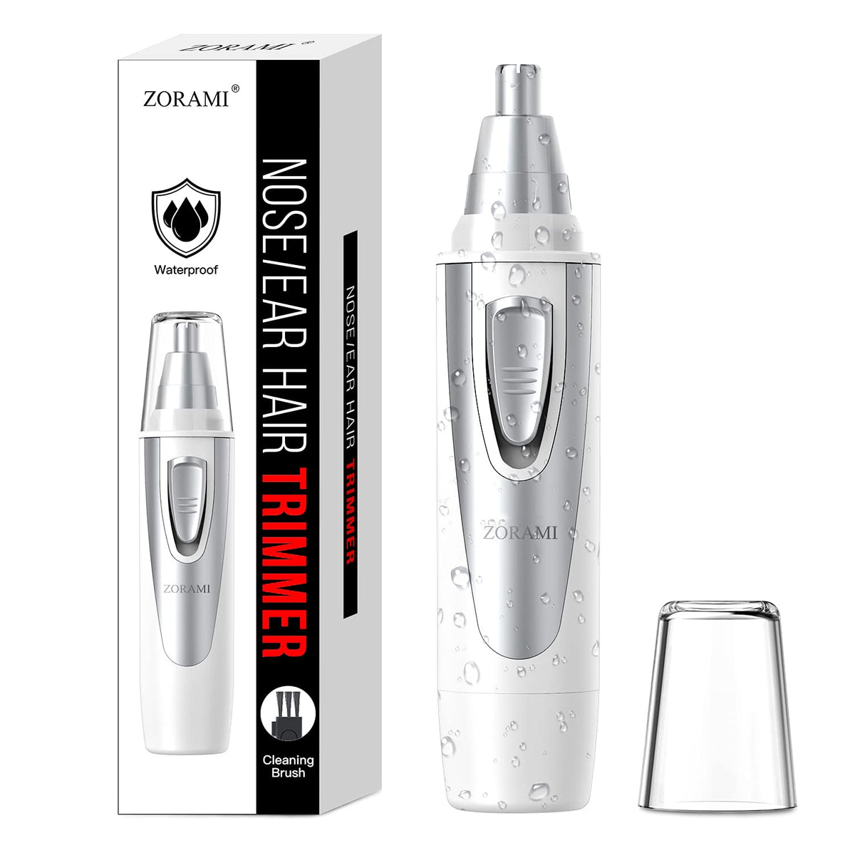 ZORAMI ear-nose-trimmer angled-top view shows precise grooming.