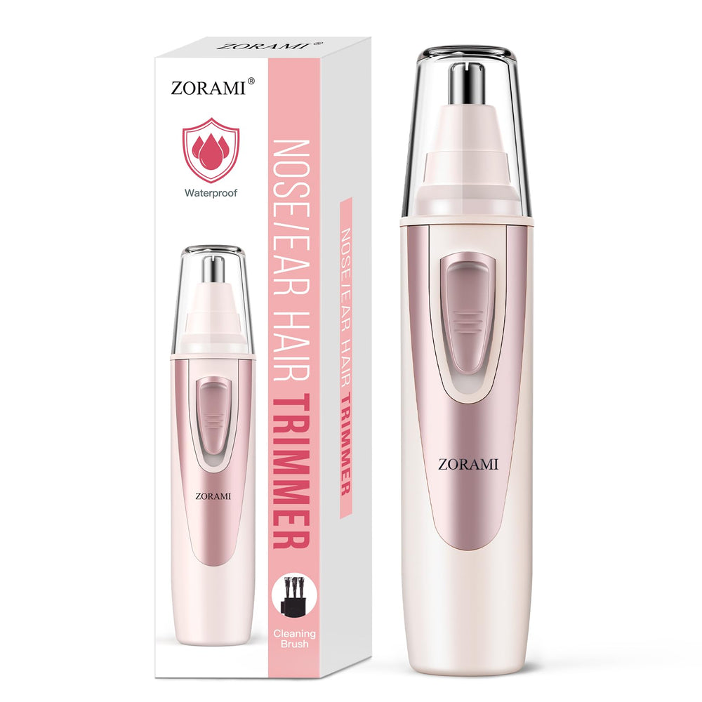 ZORAMI ear and nose trimmer in rose pink, front view for quick grooming.