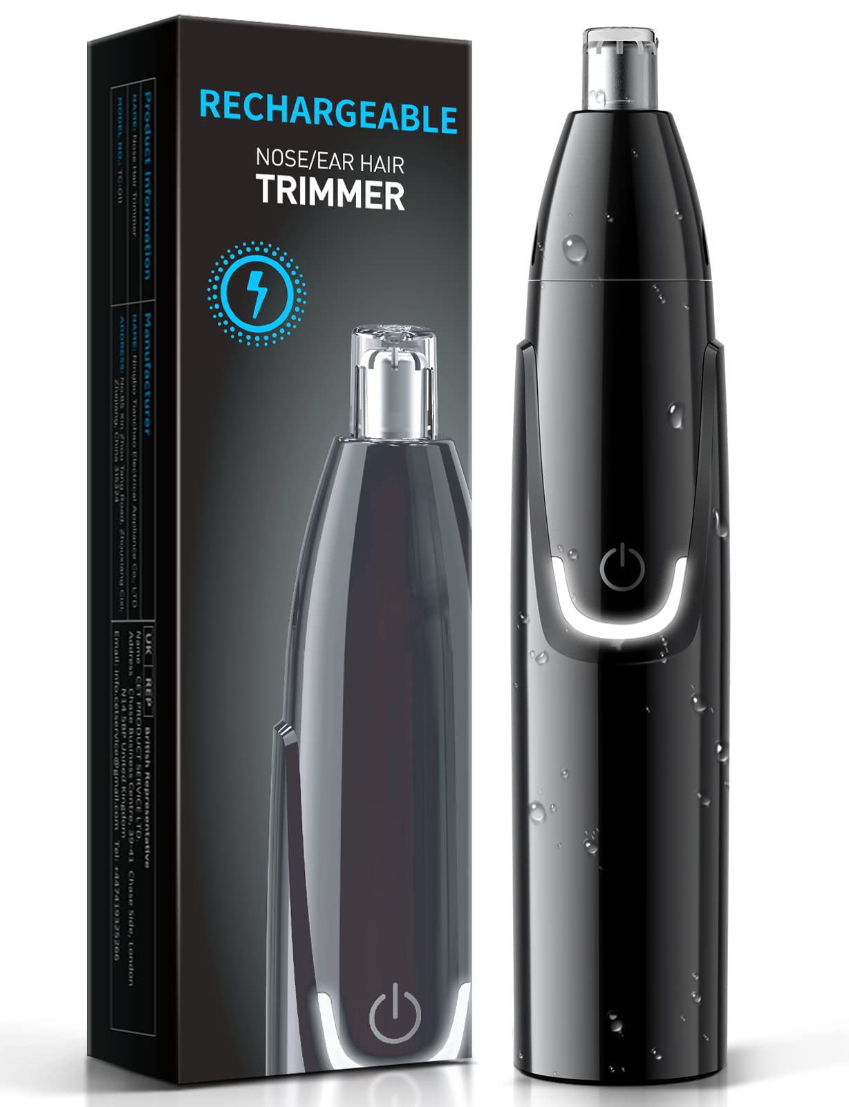 ZORAMI Rechargeable Ear & Nose Trimmer front view for quick, quiet grooming.