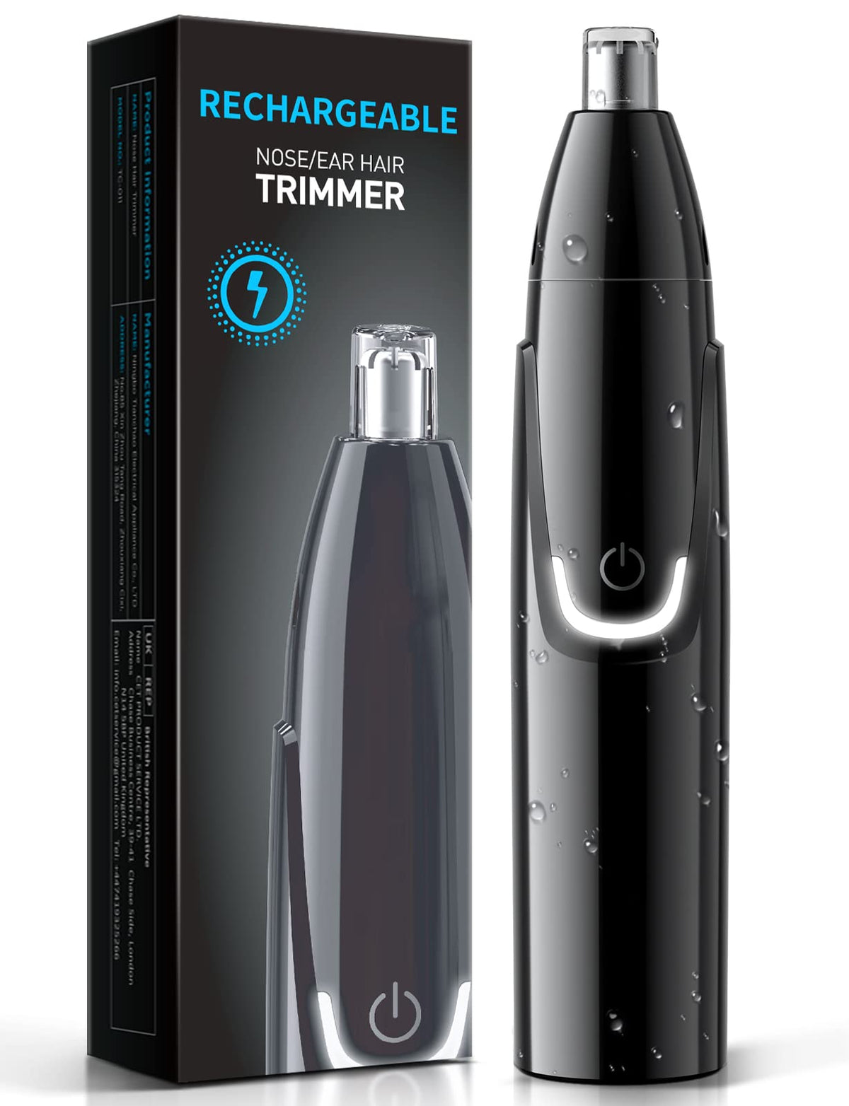 ZORAMI Rechargeable Ear & Nose Trimmer front view for quick, quiet grooming.