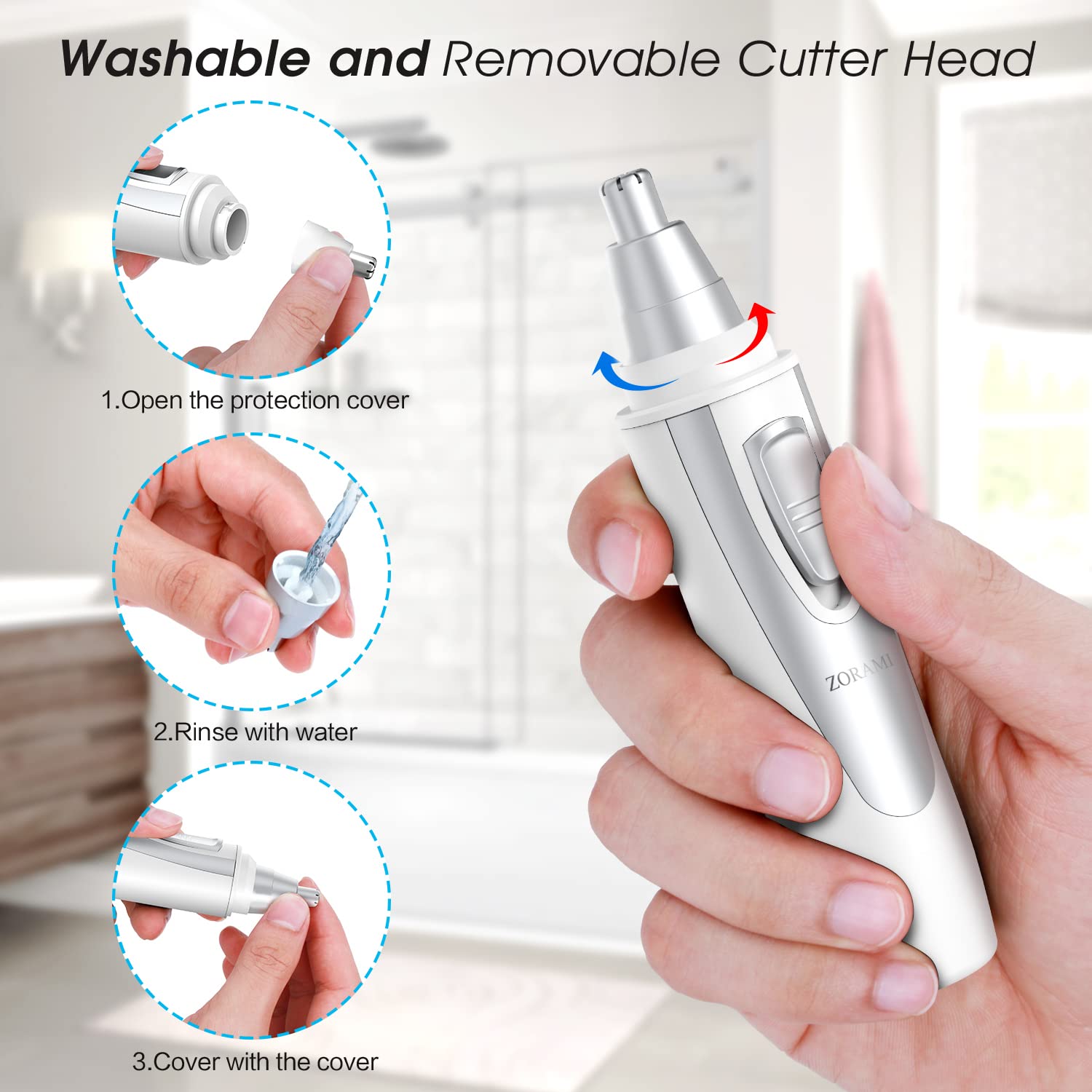 ZORAMI removable-cleaning head facilitates easy maintenance and care.