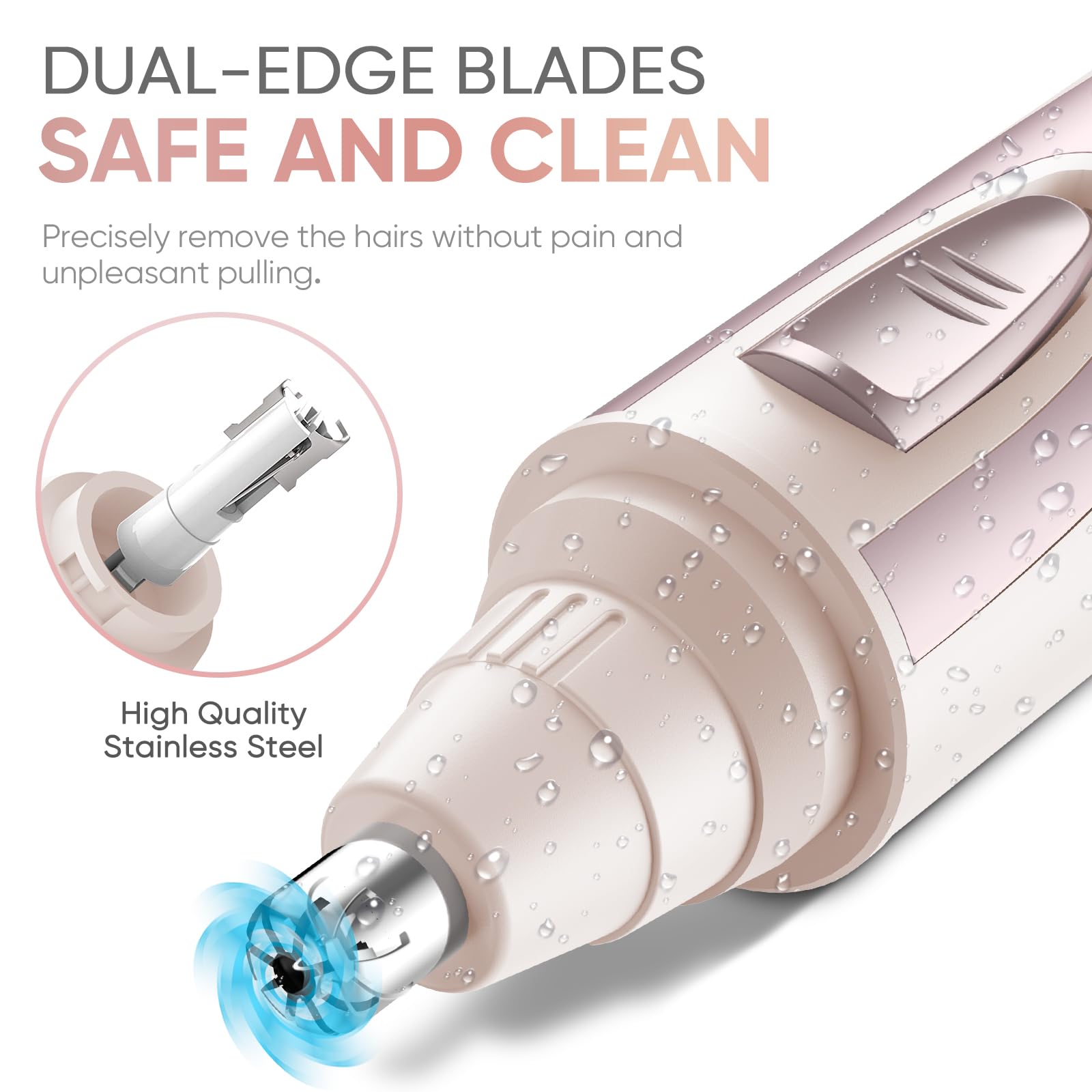 ZORAMI waterproof trimmer head enables easy cleaning under water.