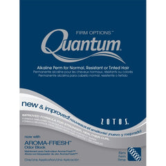 Zotos Quantum Firm alkaline perm bottle shows defined, resilient curls for versatile styling