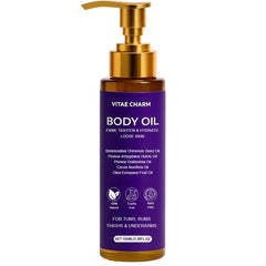 Zotreval Vitae Charm Body Oil bottle pour demonstrates quick absorption for smooth skin.