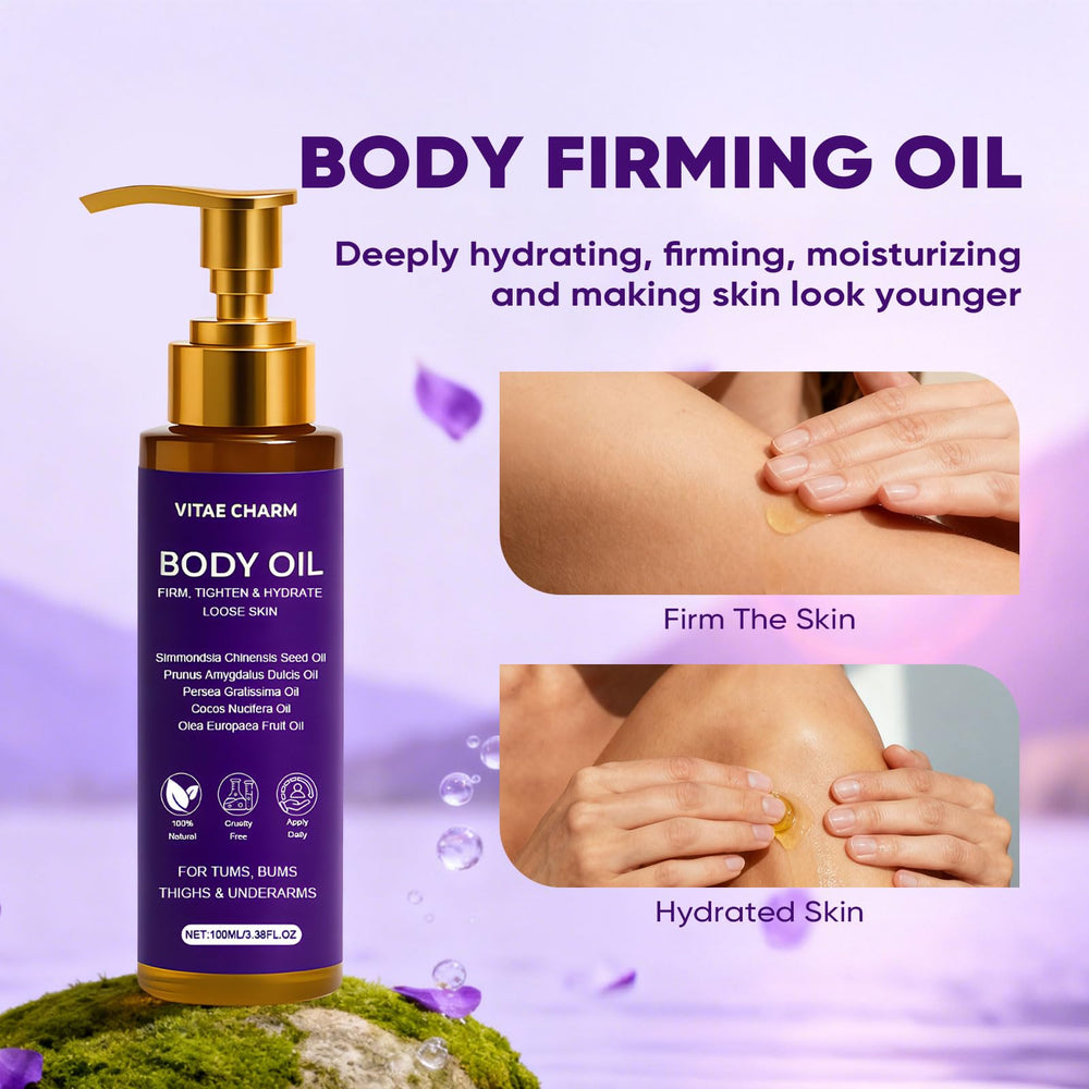 Zotreval Vitae Charm Body Oil massaged into the abdomen demonstrates full-body care.