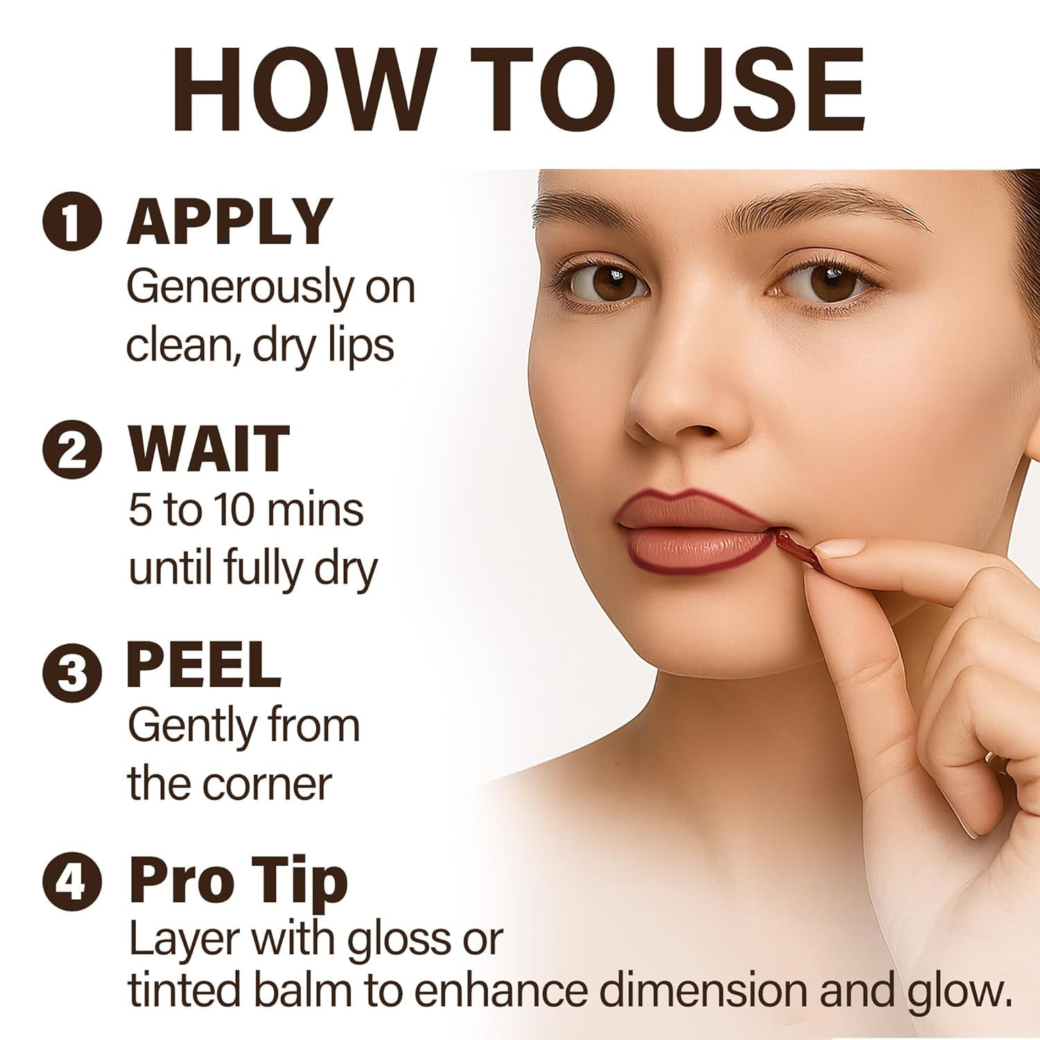 ZOUHOE fórmula vegana con vitamina E cuida los labios mientras colorea.