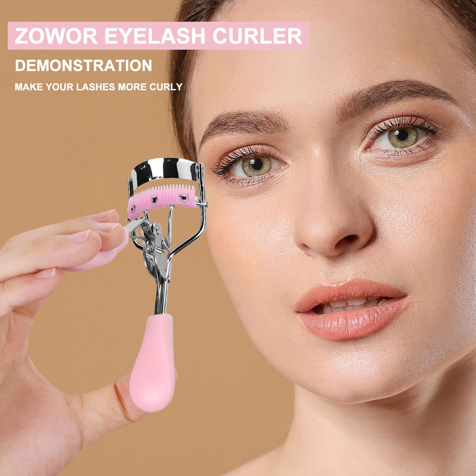 Close-up of the curved hinge showing smooth squeeze for instant curl.