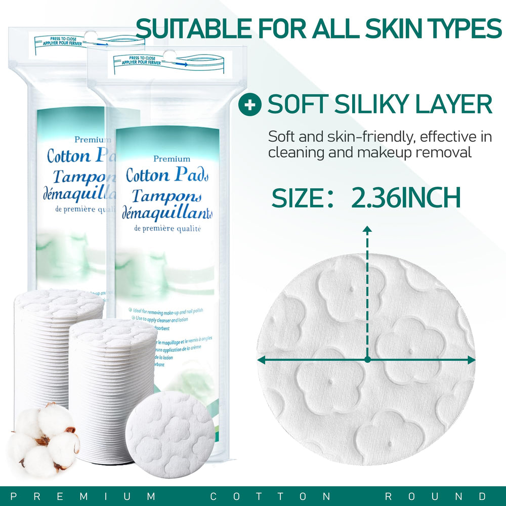 ZPCO Cotton Rounds closeup showing soft texture, ideal for sensitive skin cleansing.