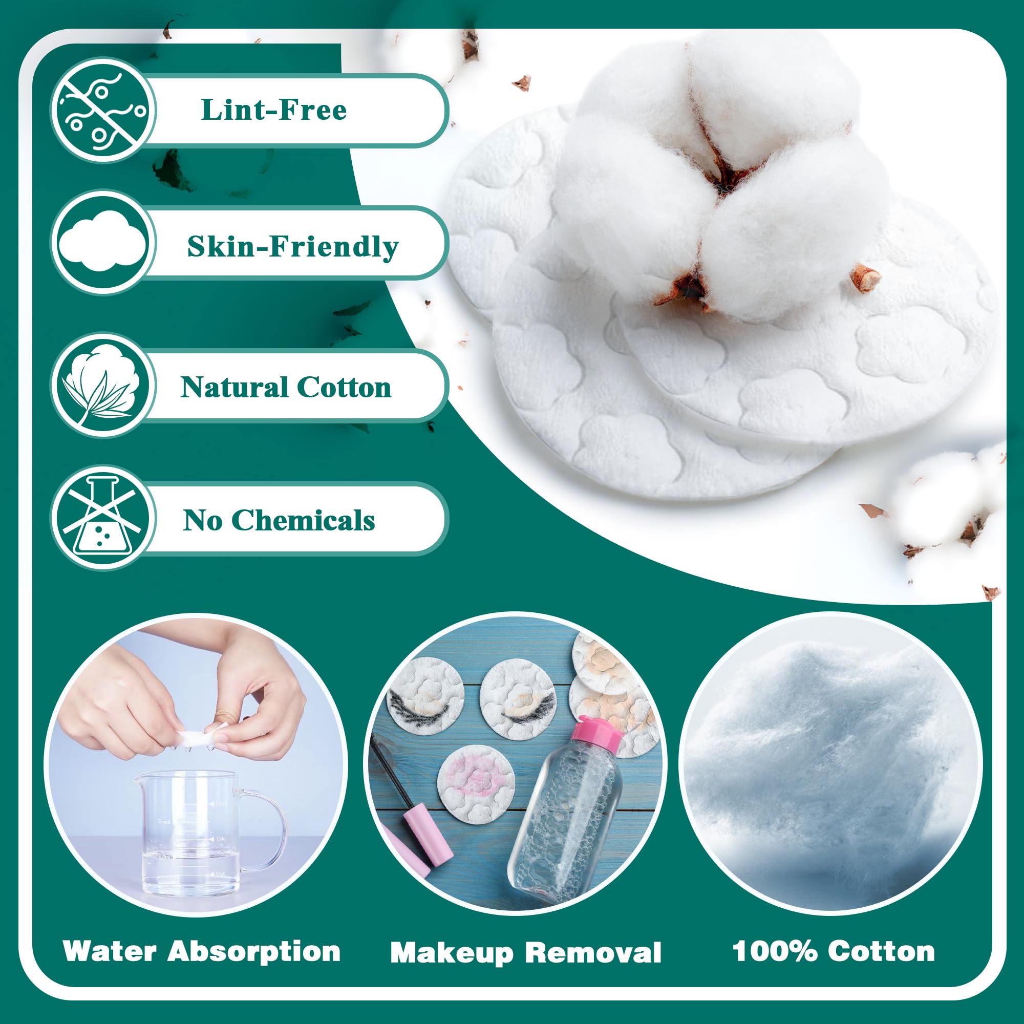 ZPCO Cotton Rounds for face-use, ultra-soft on all skin types during cleansing.