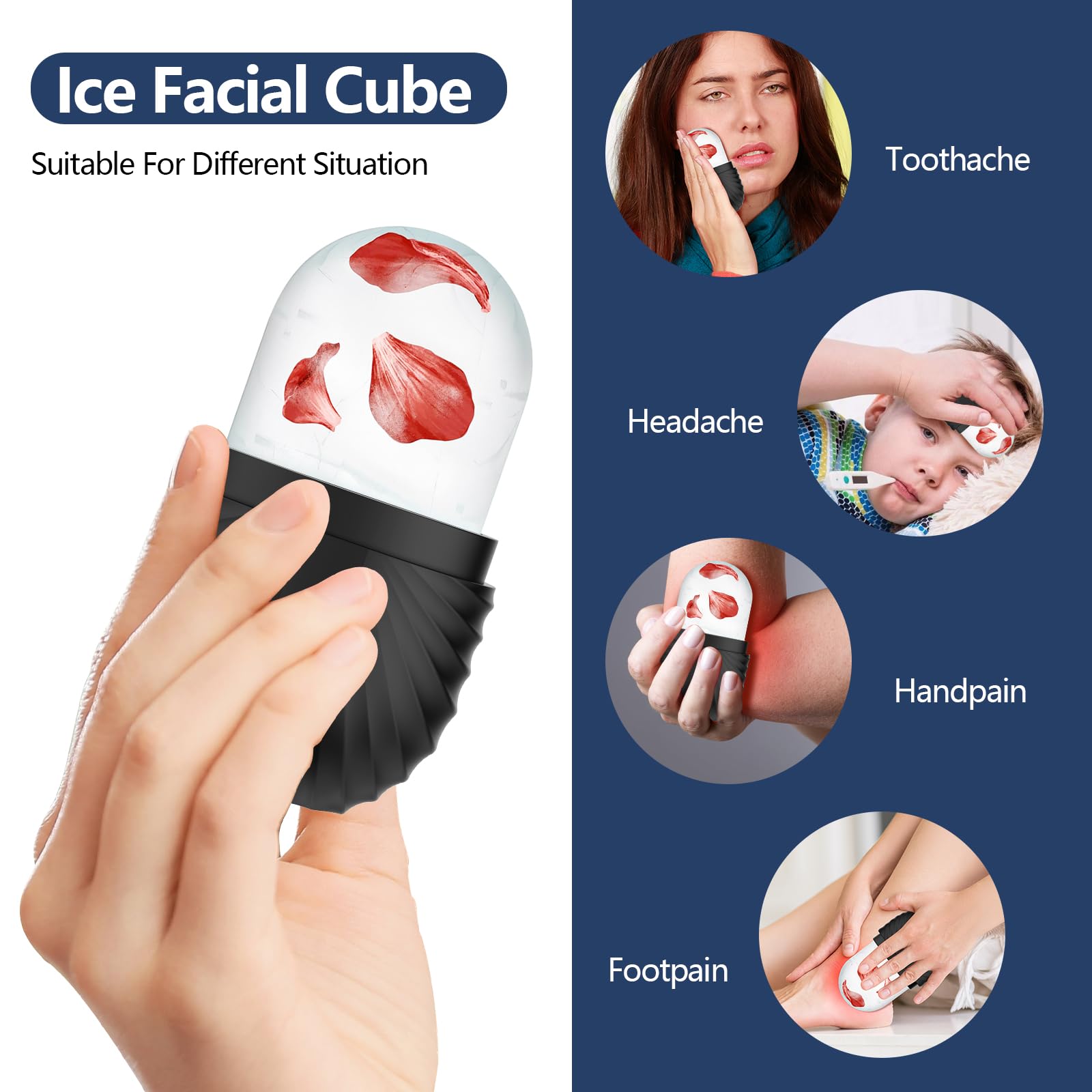 ZPU face ice cube in a cooling setup for refreshed skin.