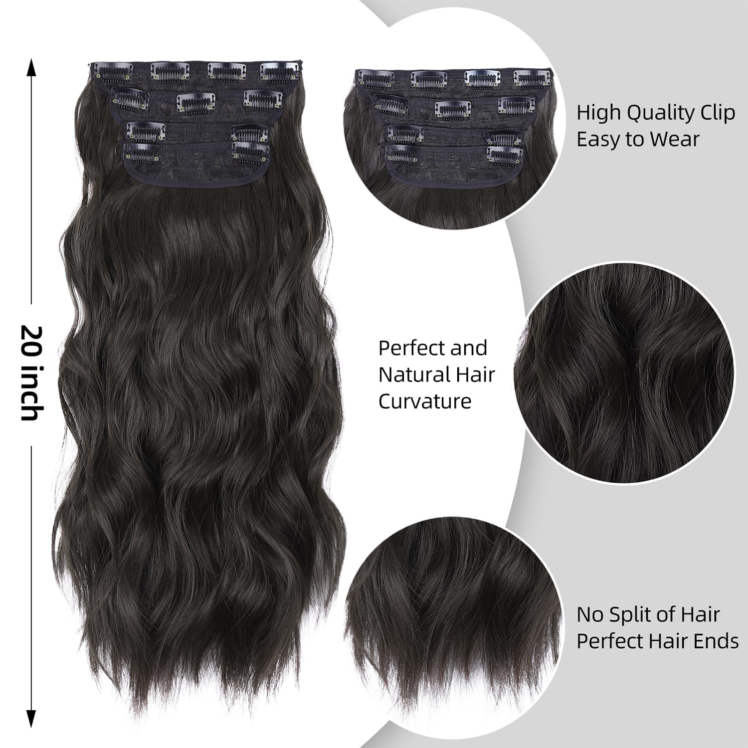 ZQIAN BEAUTY 6-inch weft with 3 clips close-up