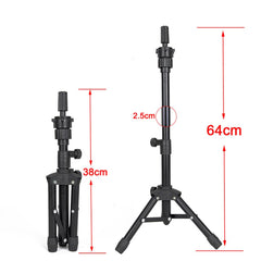 Adjustable height on the ZQIAN BEAUTY wig stand supports sit-down practice.