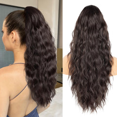 ZQIAN BEAUTY drawstring ponytail 26 inch dark brown adds instant volume and length