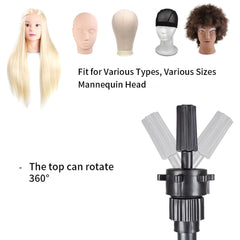Three-plate design enhances stability for precise styling on training heads.