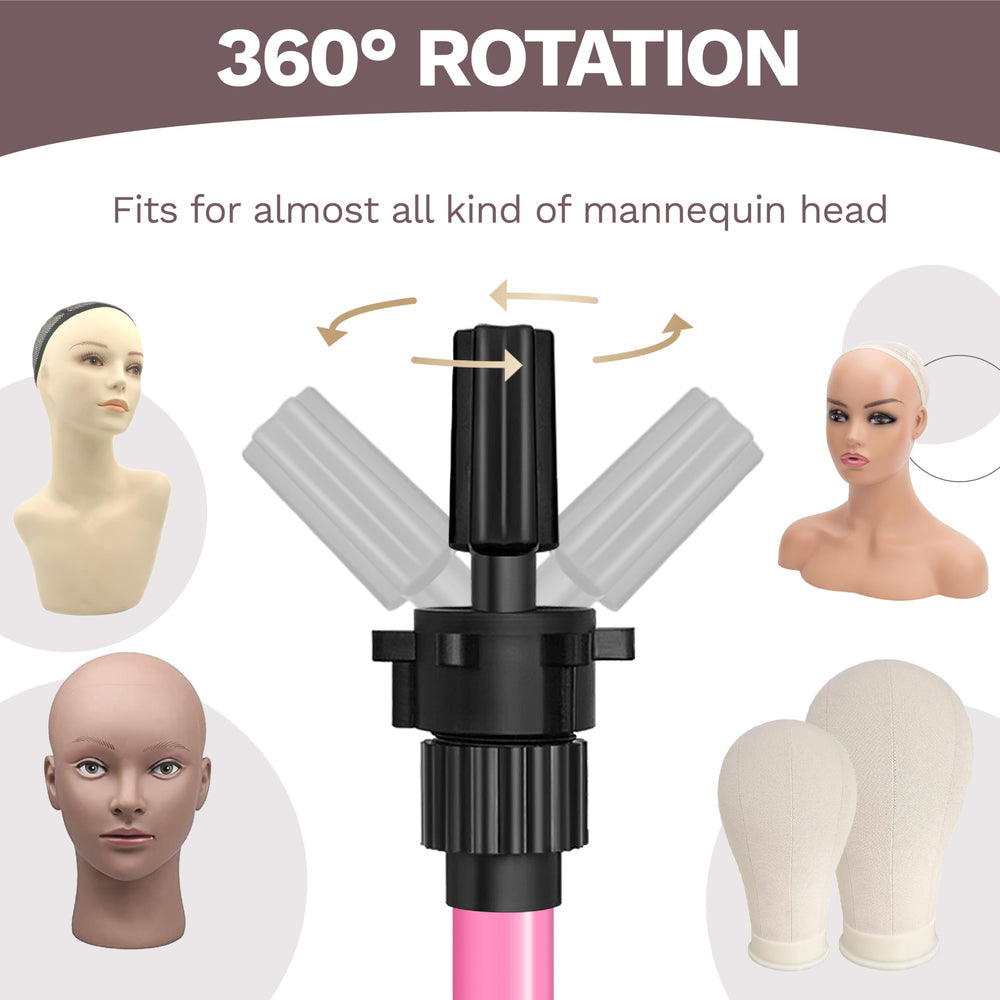 ZQIAN BEAUTY pink wig stand adds bright, stylish look to studio spaces.