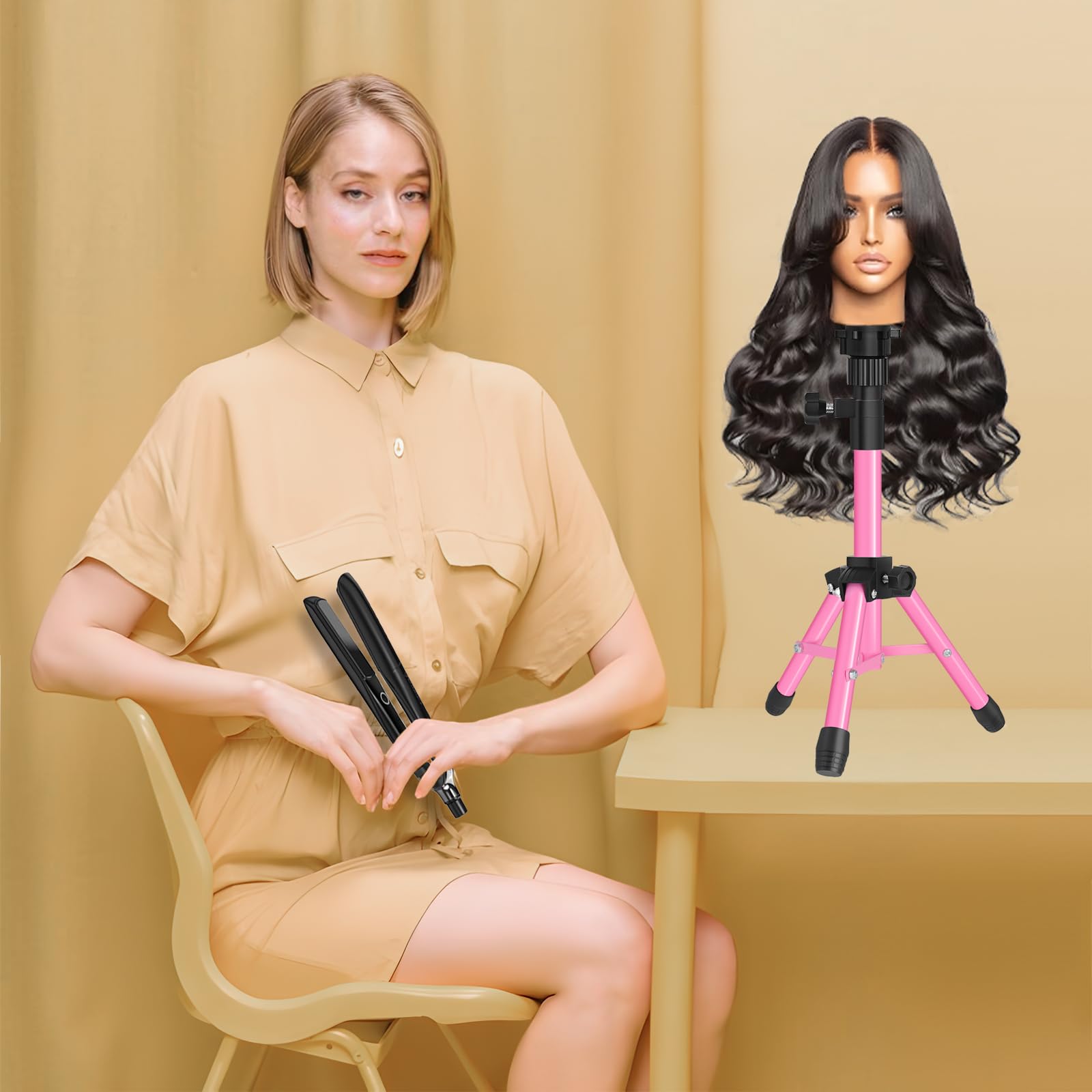 ZQIAN BEAUTY pink wig stand elevates training sessions