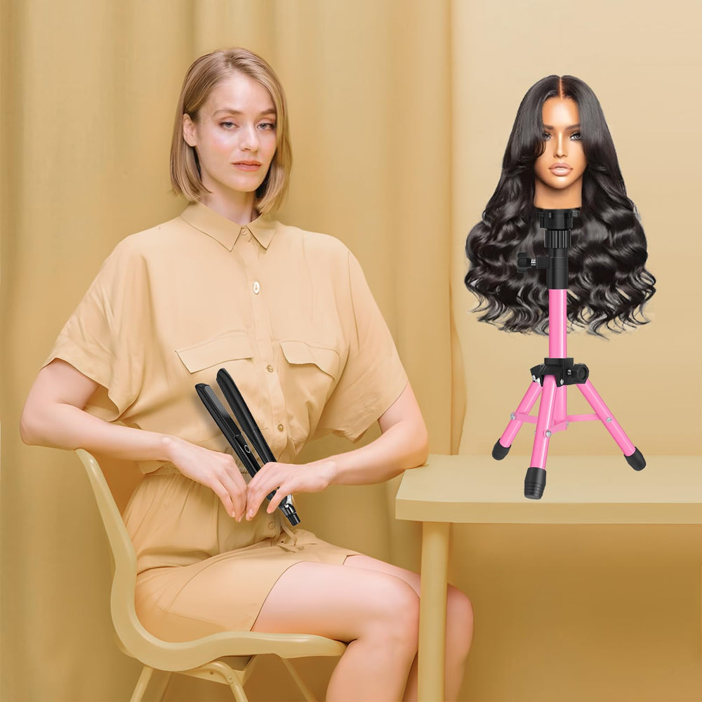 ZQIAN BEAUTY pink wig stand elevates training sessions