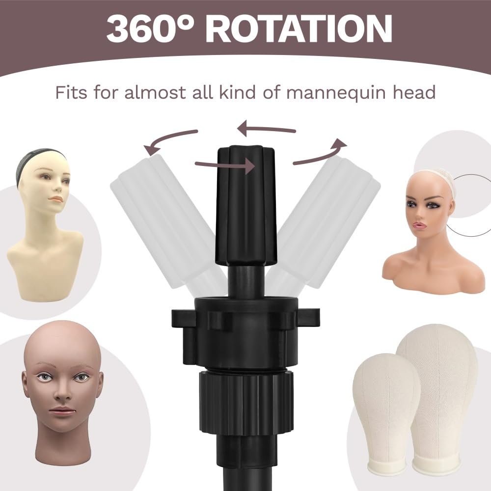 ZQIAN BEAUTY wig-stand tool tray keeps scissors and combs within reach