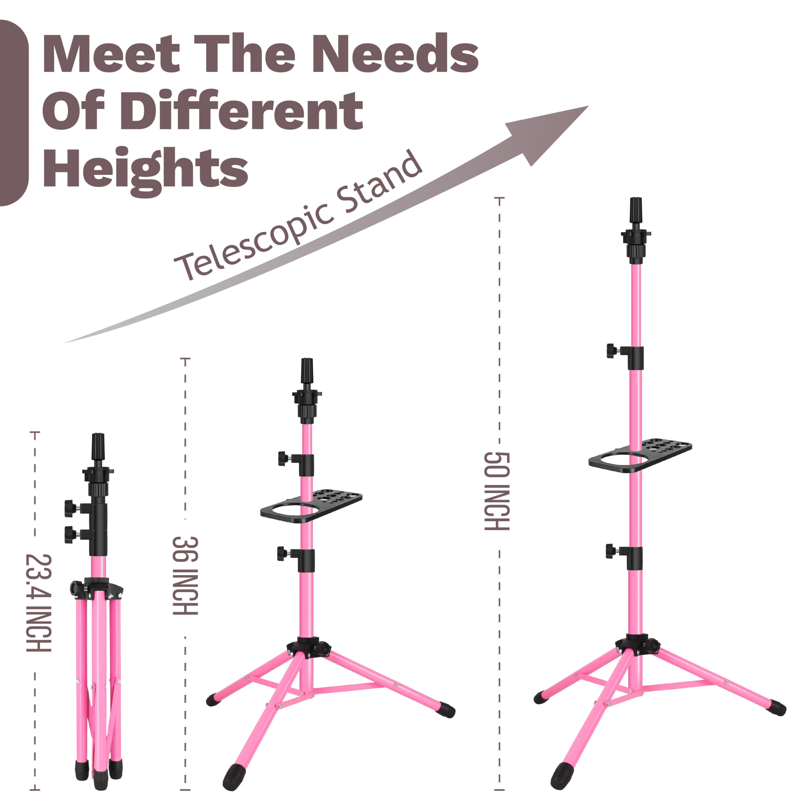 ZQIAN BEAUTY wig stand tool tray keeps scissors and brushes within reach.