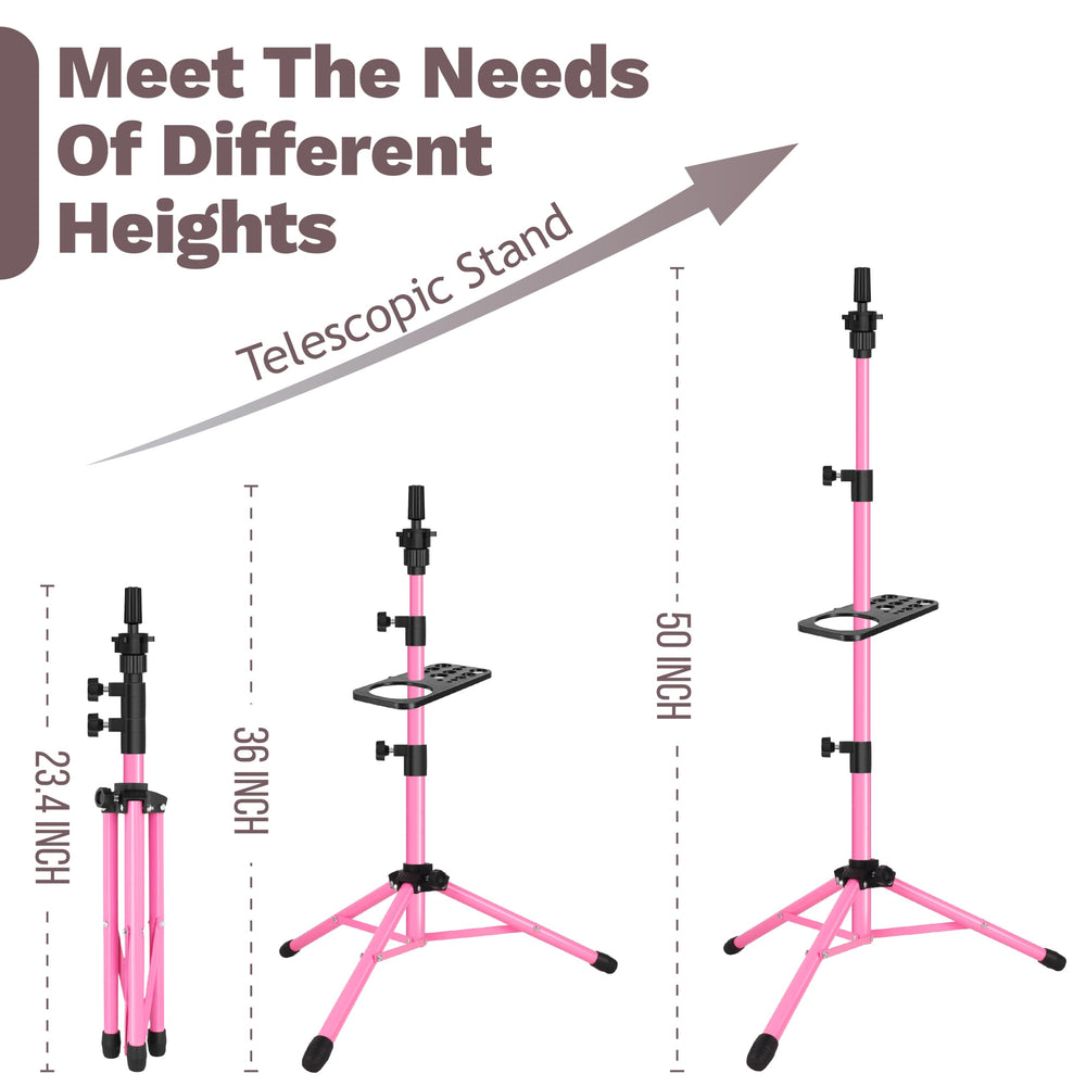 ZQIAN BEAUTY wig stand tool tray keeps scissors and brushes within reach.