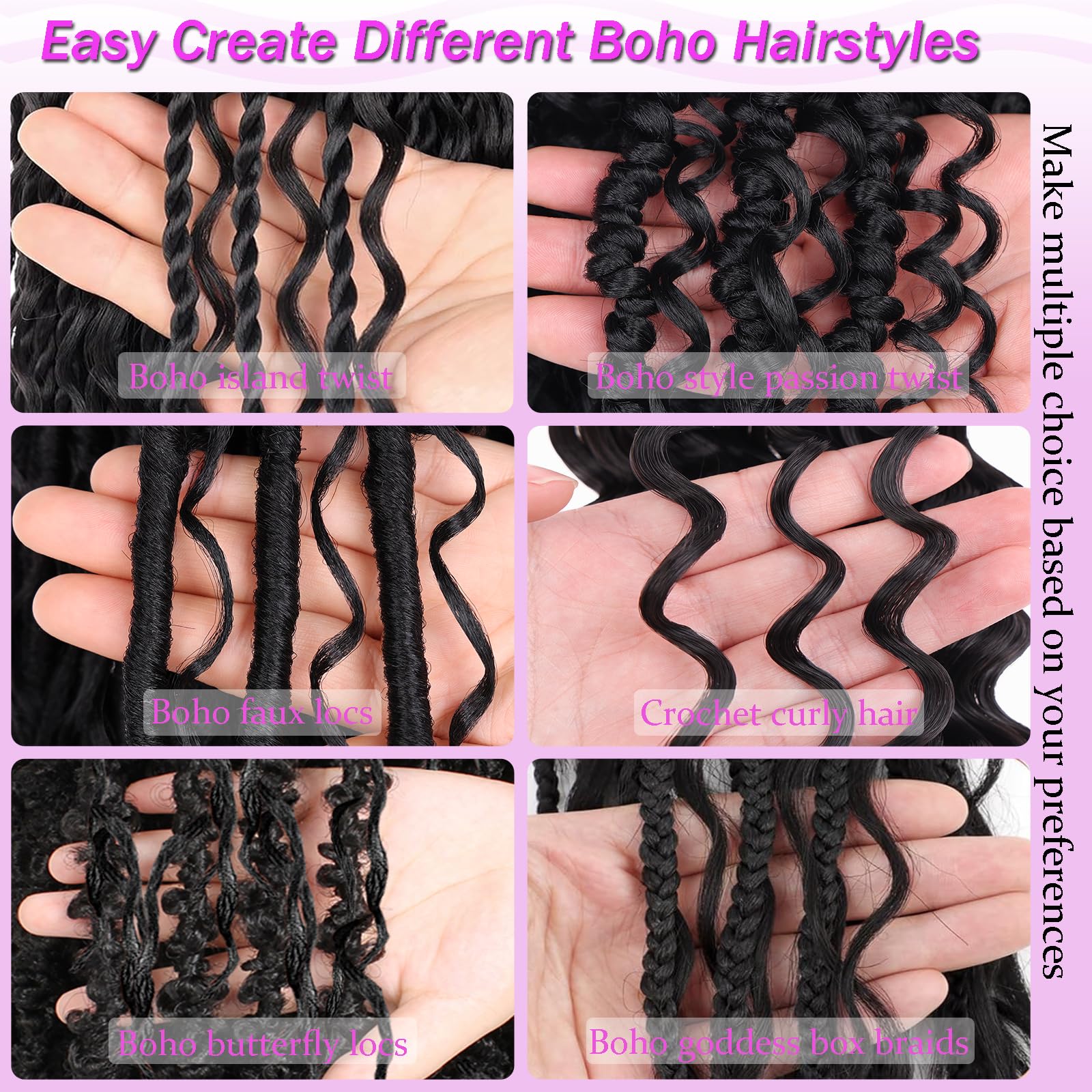 ZRQ Easy install 3-pack crochet hair for quick full-head looks.