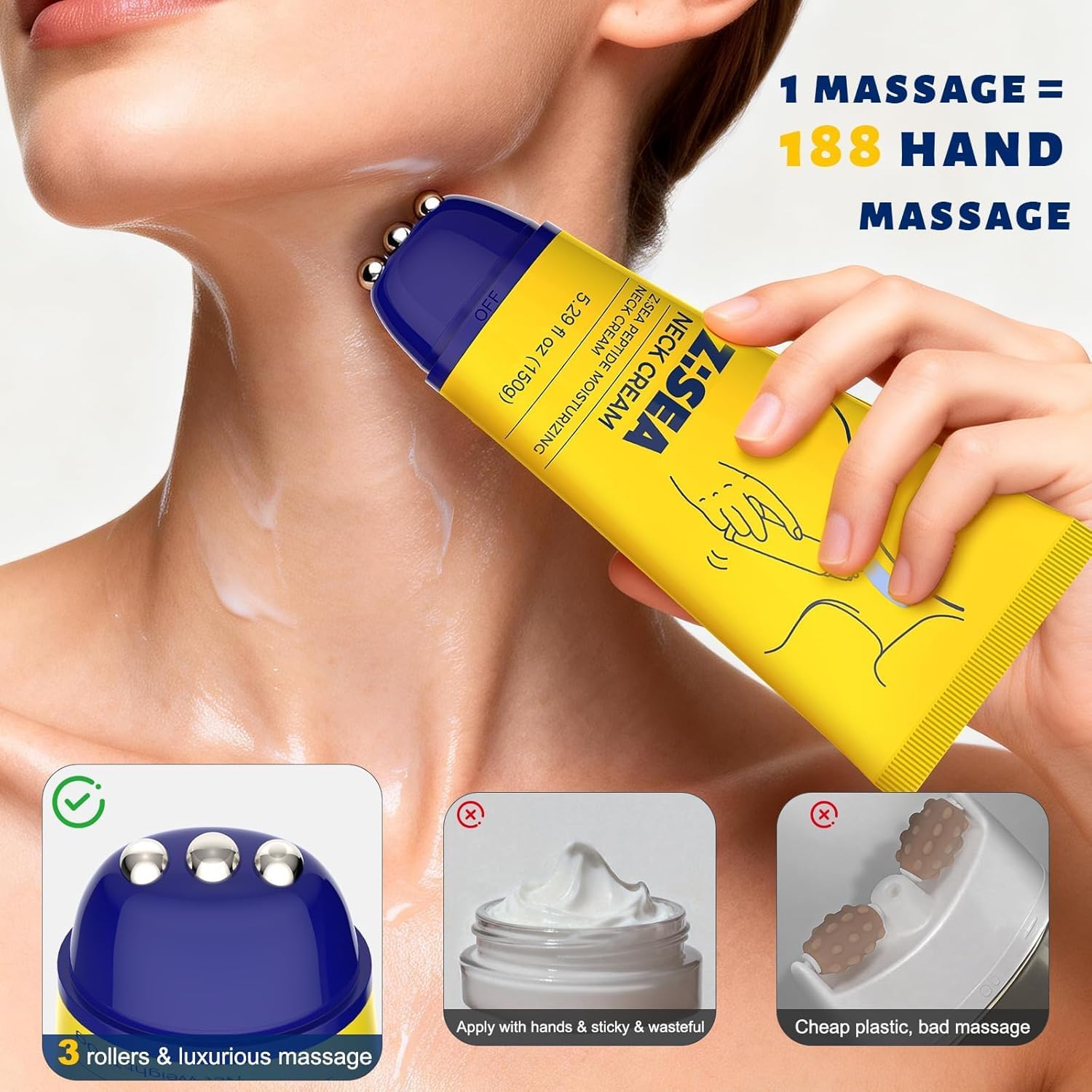 Z:SEA roller close-up showing triple roller design for massage-like absorption