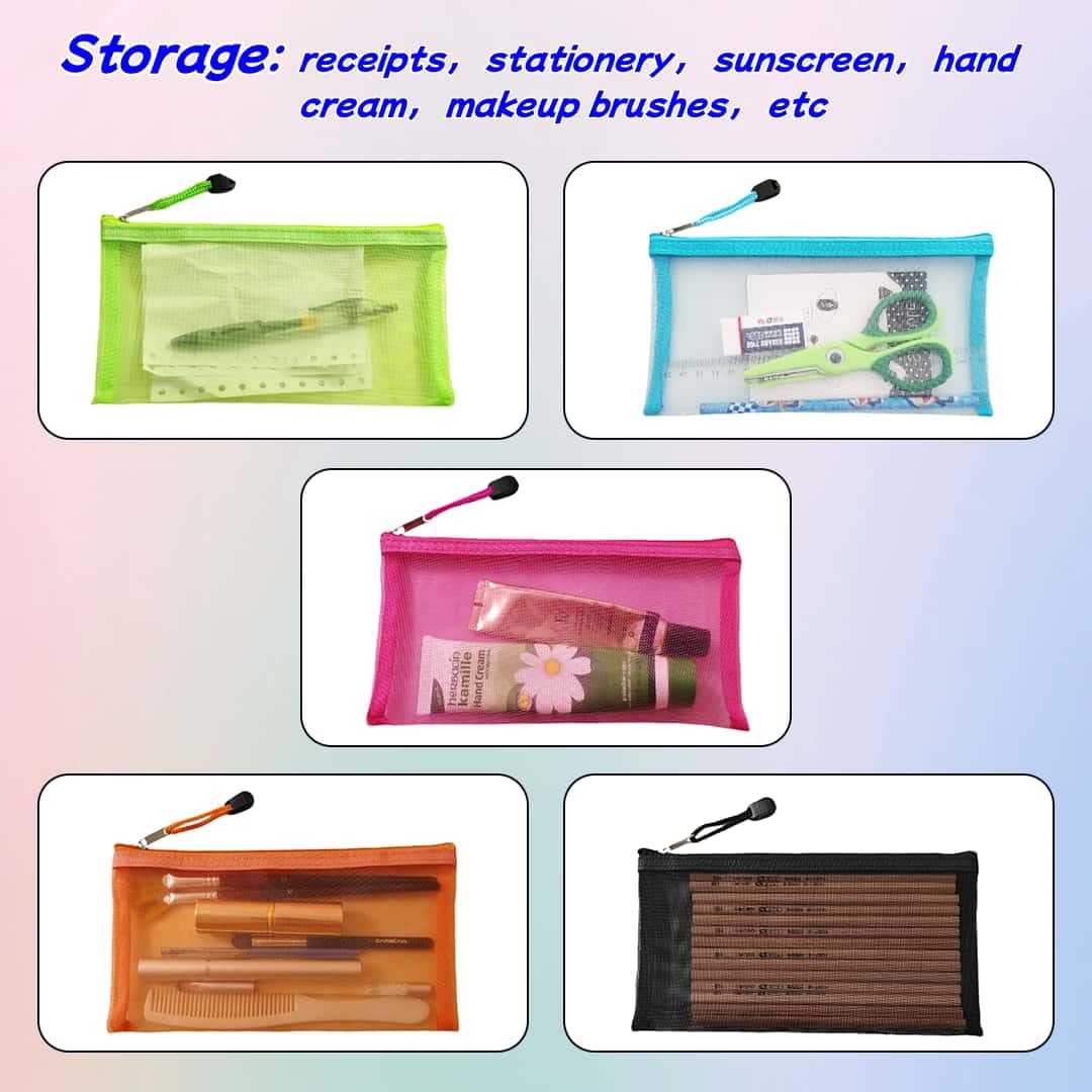ZSlactp mesh makeup bag keeps cosmetics breathable and visible.