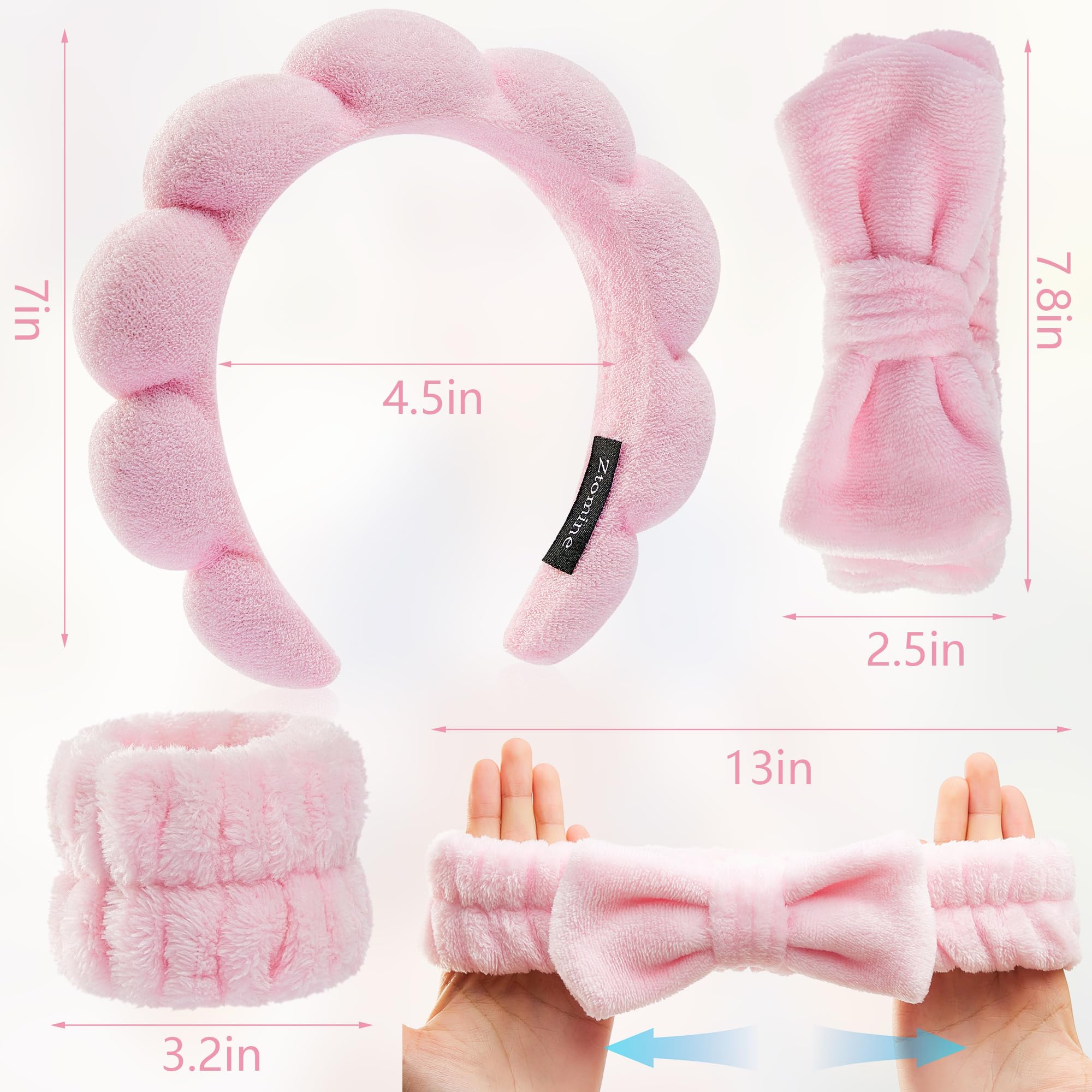 Ztomine diadema con lazo para lavado facial, estilo y comodidad en la rutina.