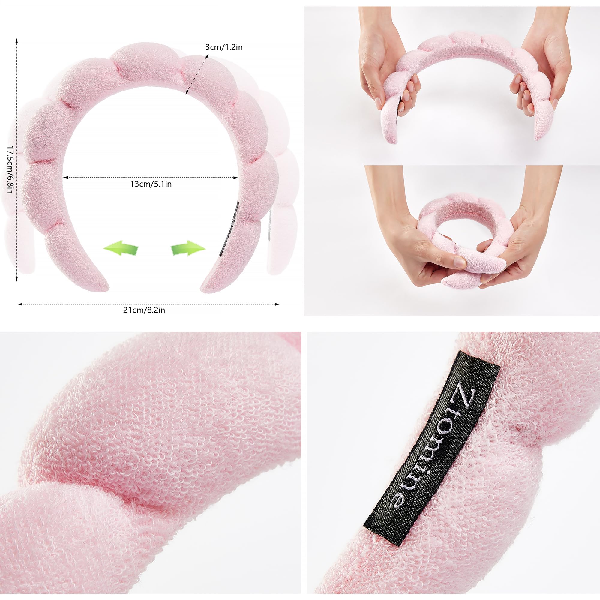 Diadema Ztomine Spa croissant morado para aplicar mascarillas con comodidad.
