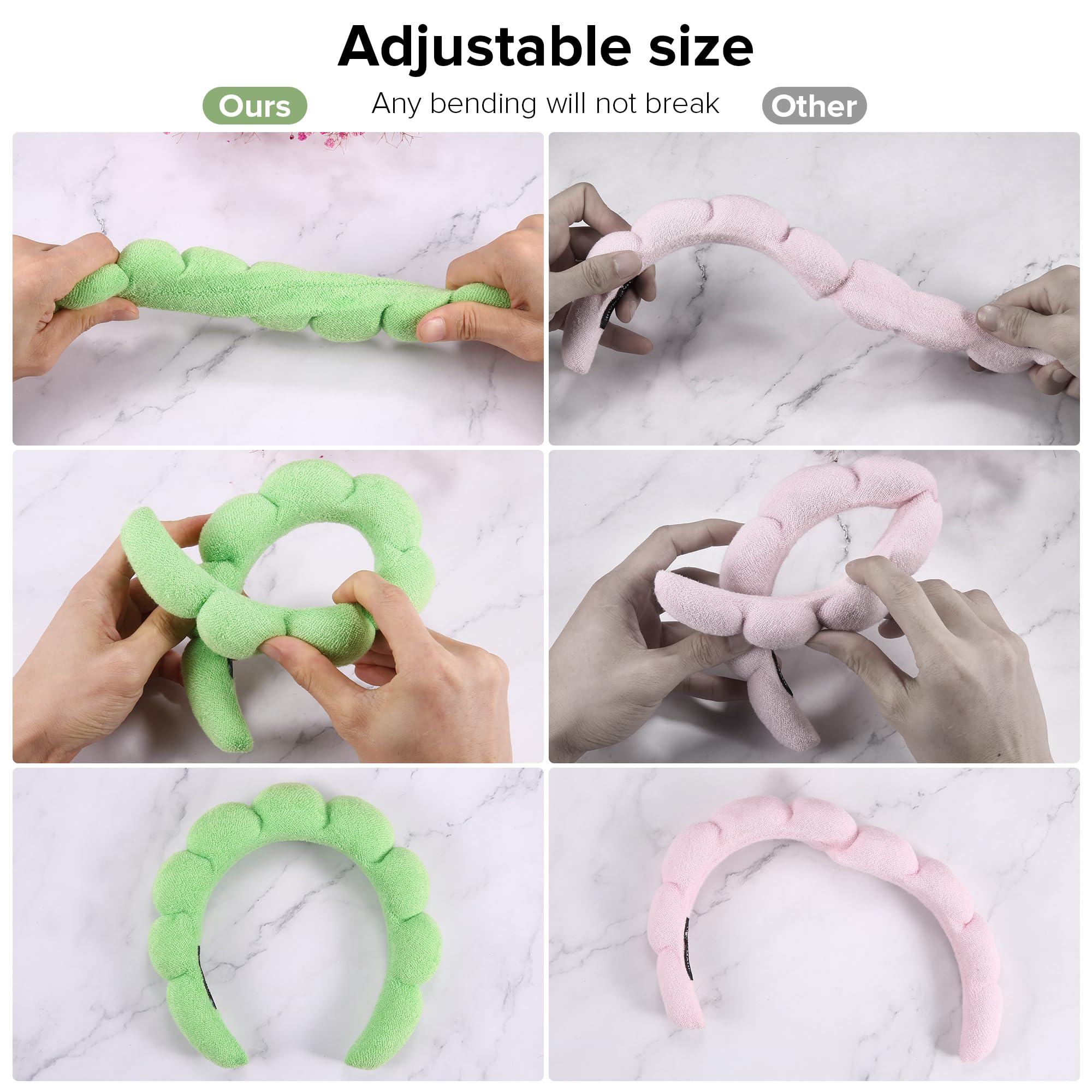 Diadema Ztomine spa terry para lavado de cara, absorbente y suave