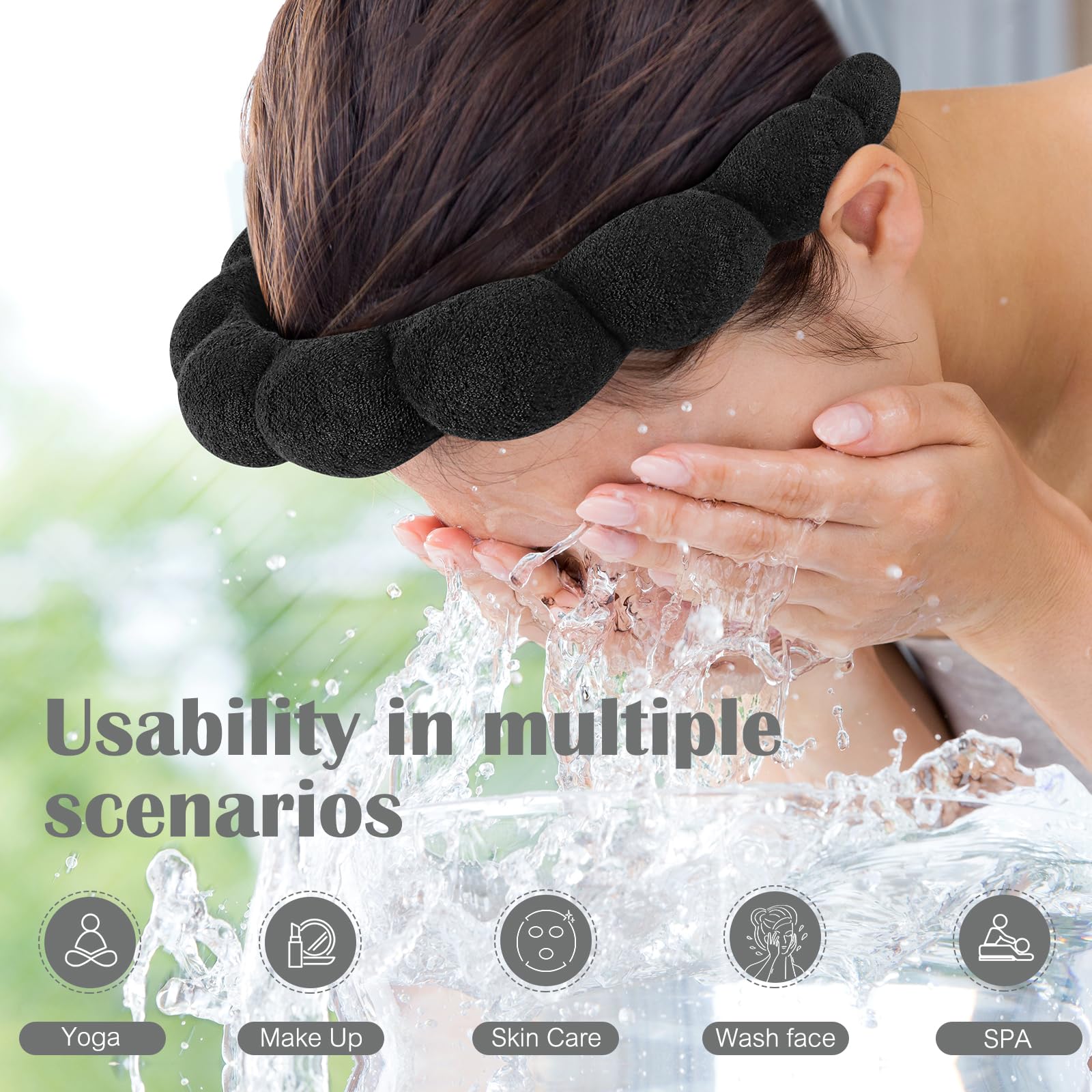 Ztomine spa headband pink croissant design for comfortable makeup application.