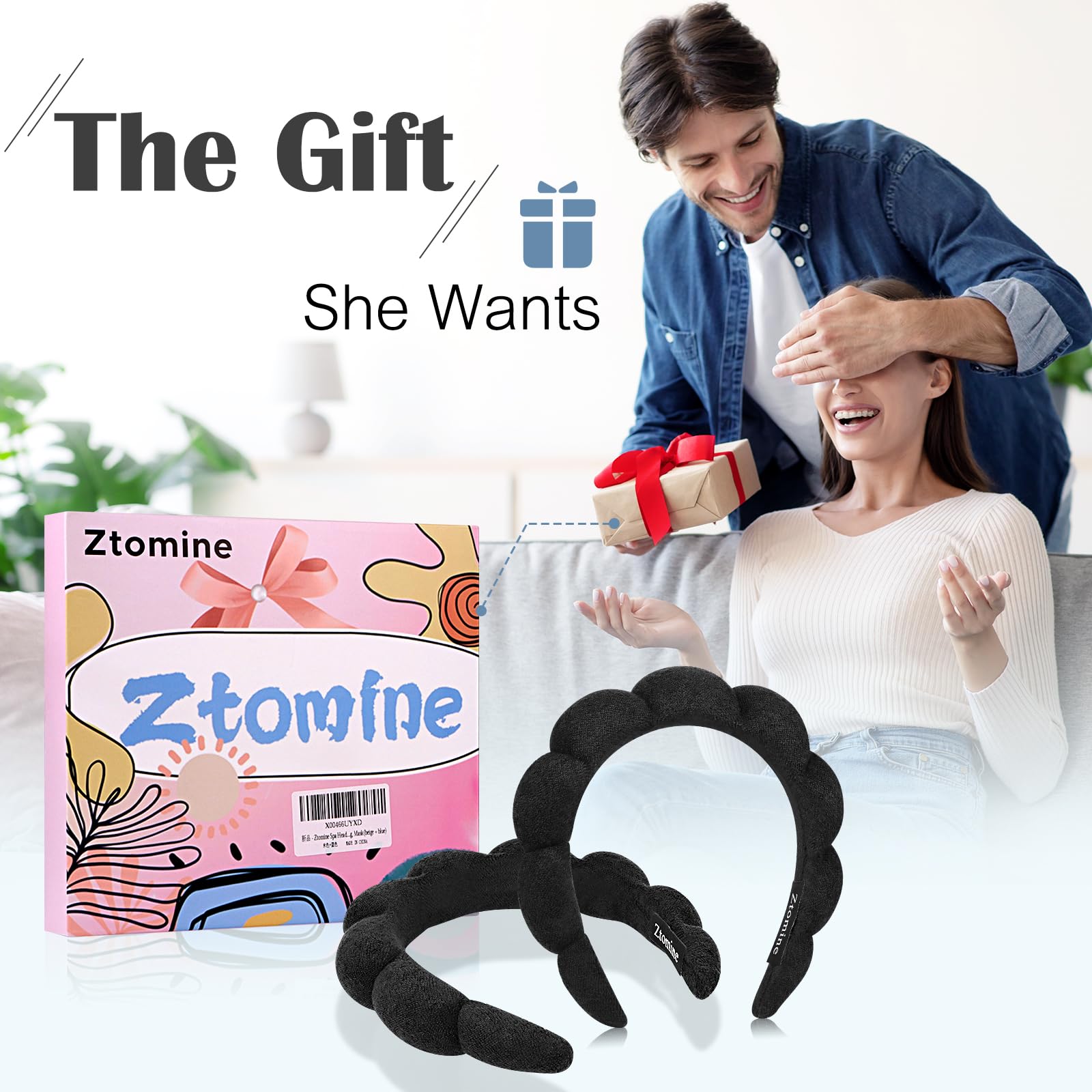 Ztomine reusable 2-pack headbands provide soft, quick-drying comfort.
