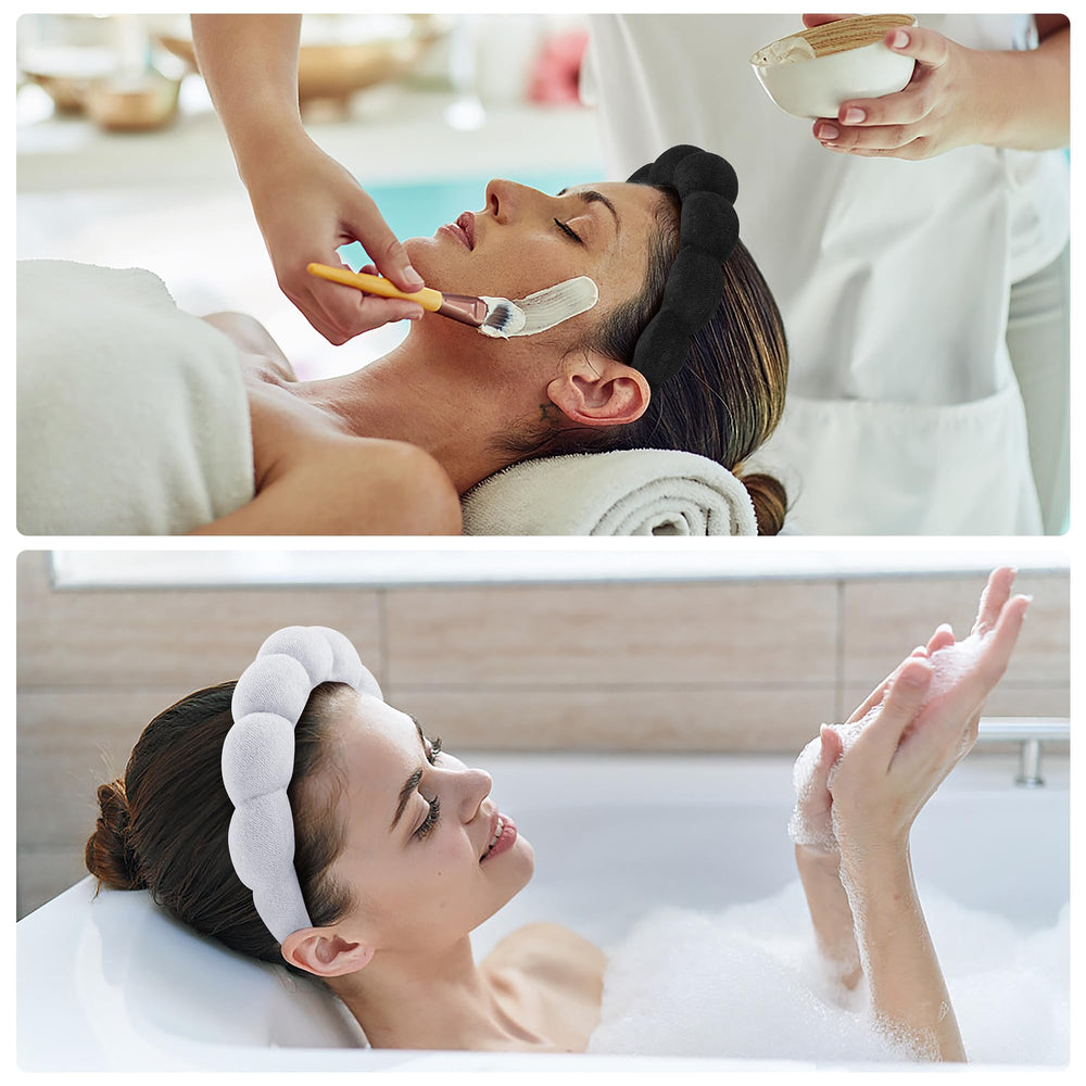 Ztomine spa headbands made of absorbent terry cloth to keep hair dry while washing