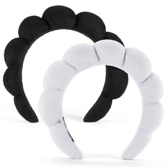 Ztomine spa headbands in white and black with croissant knot for hair protection during skincare