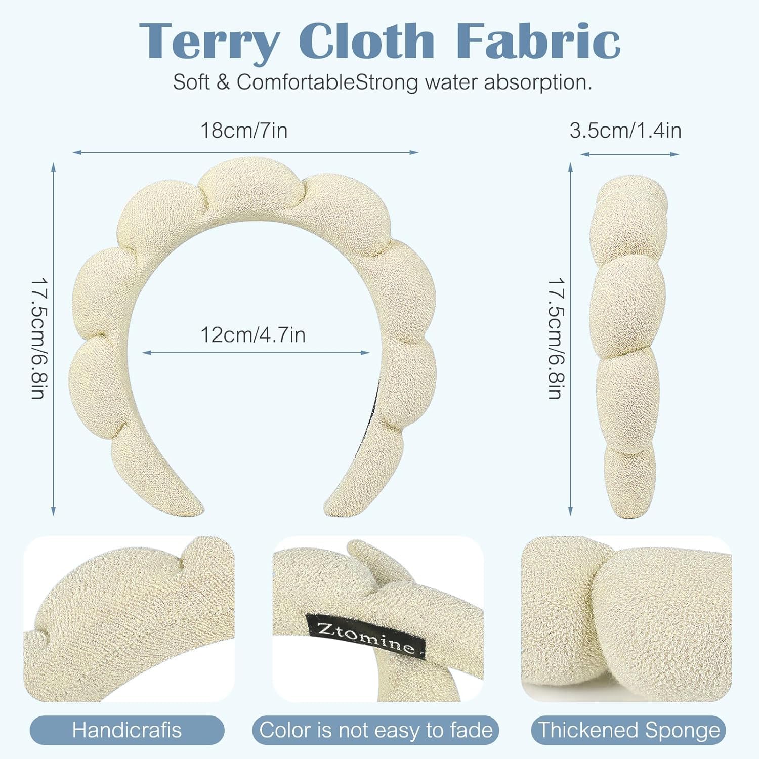 Ztomine toalla terry suave y absorbente para lavado facial.