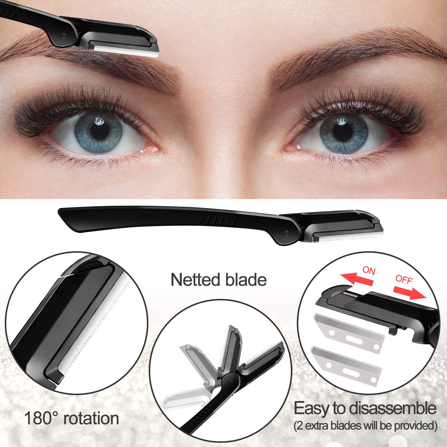 ZTRHYOO Eyebrow Brush reveals stray hairs before trimming.